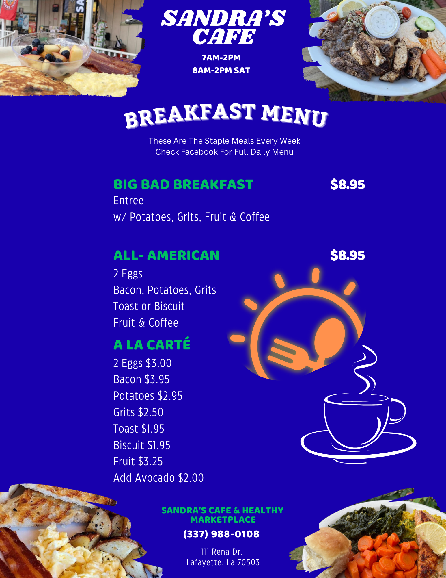 Sandra's Breakfast Menu